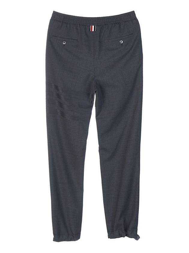 Plain Weave 4-Bar Elastic Waist Track Pants Dark Grey - THOM BROWNE - BALAAN 3