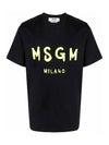 Milano Brushed Logo Print Short Sleeve T-Shirt Black - MSGM - BALAAN 2