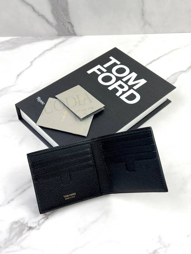 Men's T-Line Small Grain Leather Half Wallet Black - TOM FORD - BALAAN 9