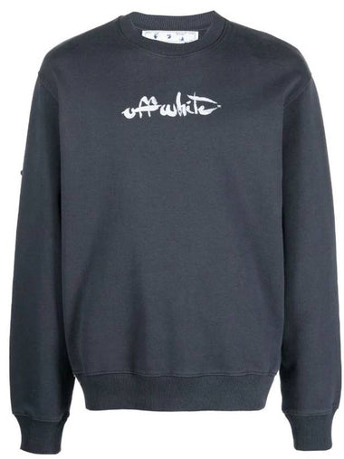 Arrow Logo Painting Crewneck Sweatshirt Anthracite Grey - OFF WHITE - BALAAN 1