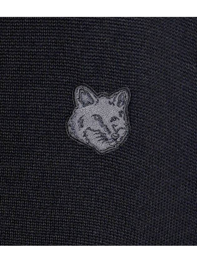 Bold Fox Head Patch V Neck Wool Cardigan Black - MAISON KITSUNE - BALAAN 5