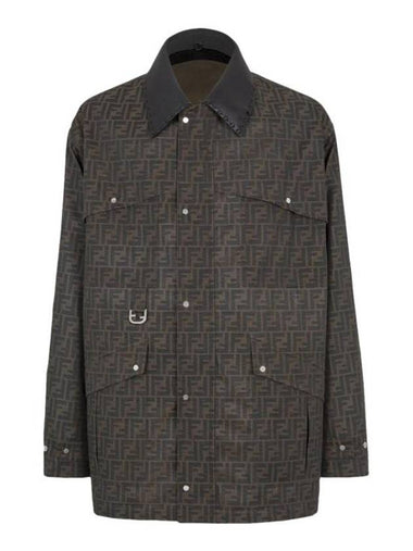 Waxed FF Jacquard Blouson Jacket Brown - FENDI - BALAAN 1