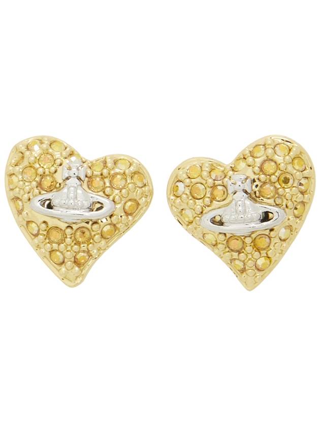 Women's Tiny Diamante Heart Earrings Gold - VIVIENNE WESTWOOD - BALAAN 3