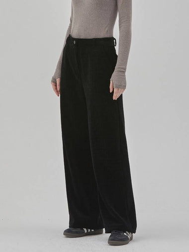 RYUL+WAI: Women's Corduroy String Velvet Wide Pants Black - RYUL+WAI: - BALAAN 1