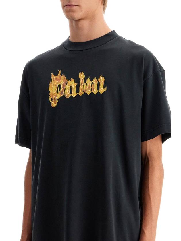 Palm Angels Burning Logo Short Sleeve T Shirt Black - PALM ANGELS - BALAAN 5