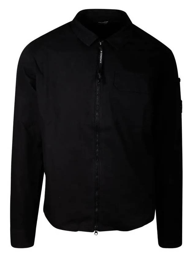 Gabardine Zip Up Long Sleeve Shirt Black - CP COMPANY - BALAAN 3