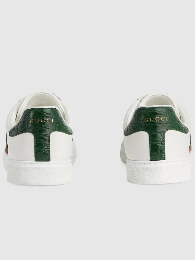 Ace Web Leather Low Top Sneakers White - GUCCI - BALAAN 4