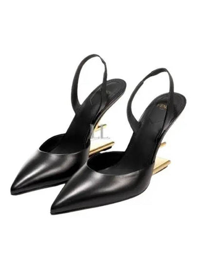 Women's First F Shape Metal Slingback Heels Black - FENDI - BALAAN 2