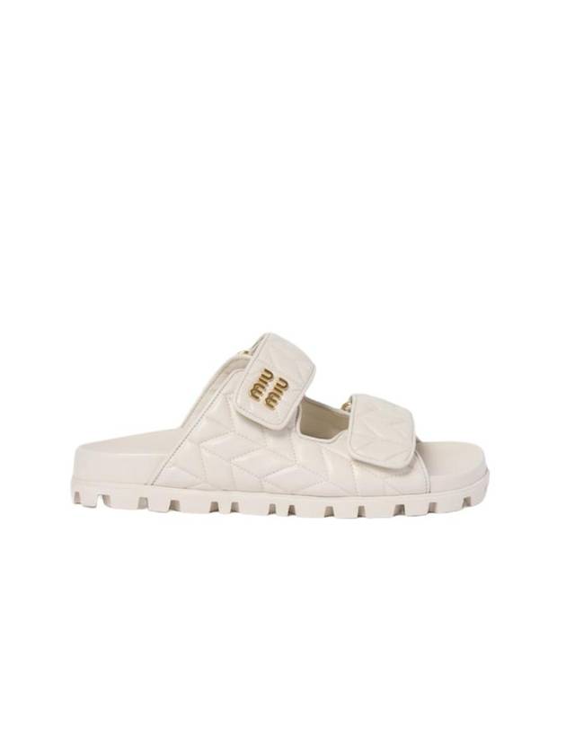 Matelasse Nappa Leather Slides White - MIU MIU - BALAAN 1