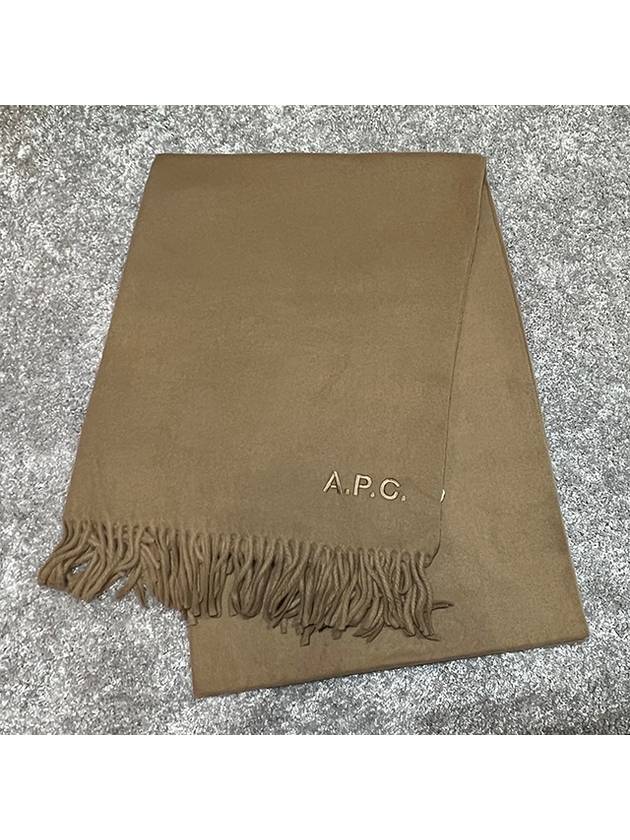 Signature Embroidered Logo Wool Muffler Camel - A.P.C. - BALAAN 4