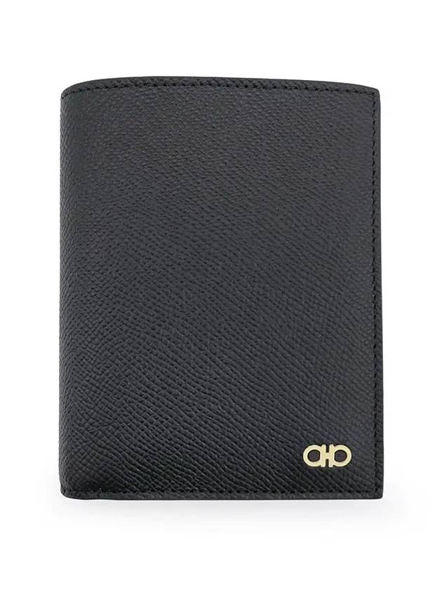 Gancini Compact Half Wallet Black - SALVATORE FERRAGAMO - BALAAN 3