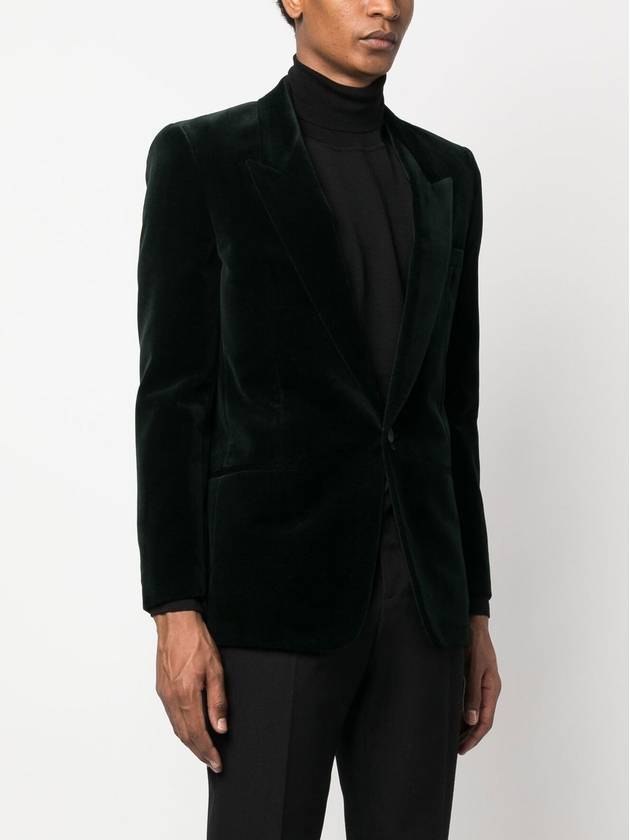 Men's Single Breasted Jacket Green - SAINT LAURENT - BALAAN 3