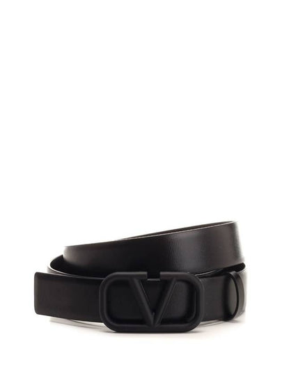 V Logo Leather Belt Black - VALENTINO - BALAAN 2