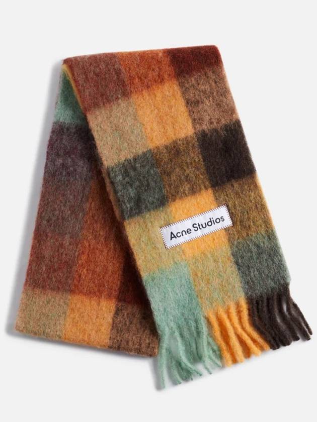 Check Mohair Muffler Chestnut Brown Yellow Green - ACNE STUDIOS - BALAAN 2