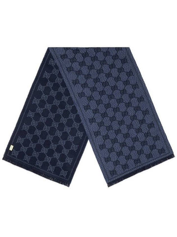 GG wool jacquard muffler blue - GUCCI - BALAAN.