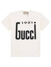 1921 Crystal Logo Cotton Short Sleeve T-Shirt White - GUCCI - BALAAN 2