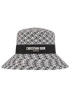 D-Bobby Houndstooth Large Straw Bucket Hat White Black - DIOR - BALAAN 2