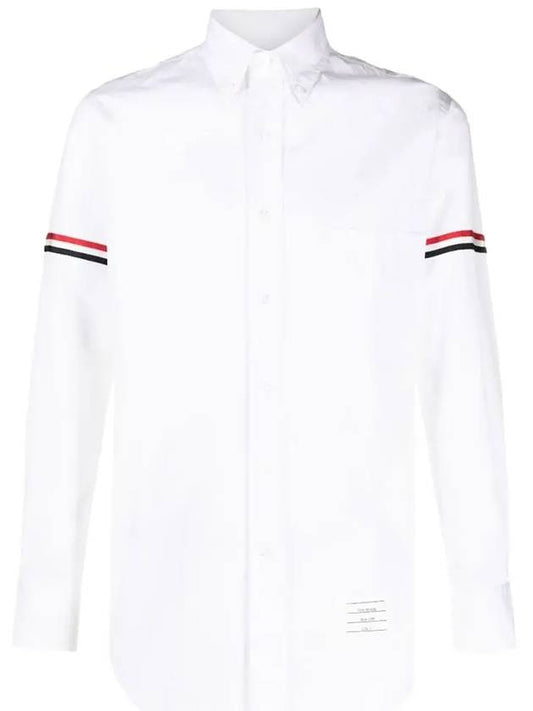 Men's Poplin Grosgrain Armband Classic Long Sleeve Shirt White - THOM BROWNE - BALAAN 2