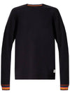 Artist Stripe Cuff Long Sleeve T-Shirt Black - PAUL SMITH - BALAAN 1