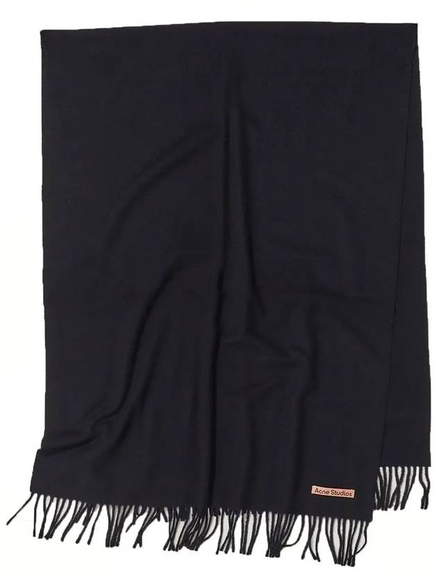 Logo Wool Fringe Scarf Black - ACNE STUDIOS - BALAAN 4