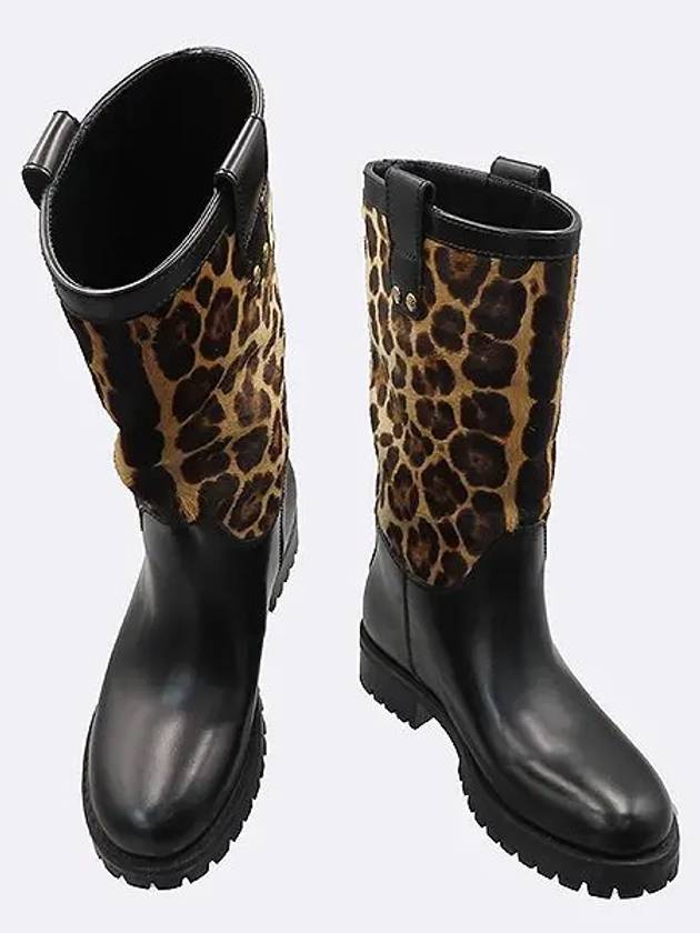 C16630 A7196 Black color leather leopard pattern women s boots 36 - DOLCE&GABBANA - BALAAN 1