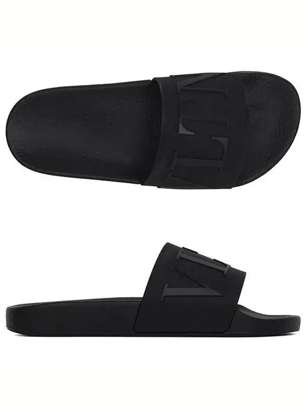 Men's VLTN Logo Slippers Black - VALENTINO - BALAAN 2