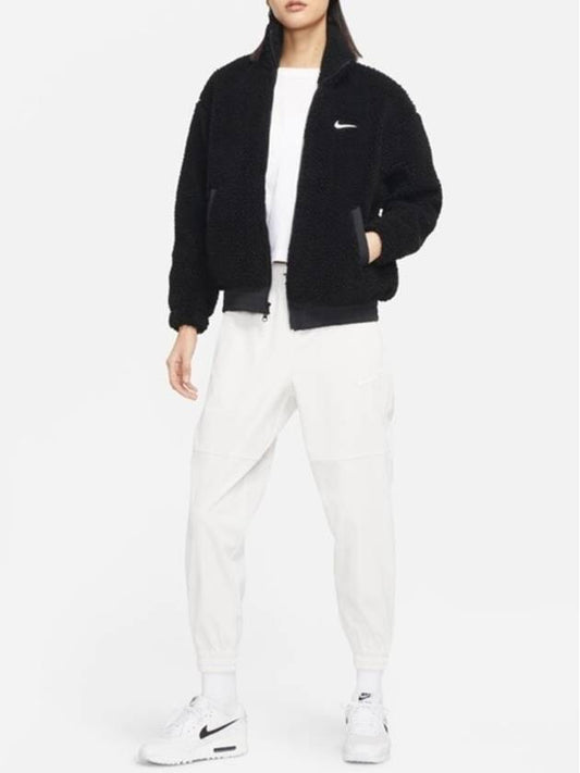 NSW Swoosh Fleece Sherpa Fur Jacket Black - NIKE - BALAAN 2