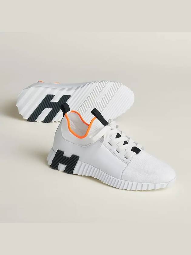 Depart Knit Calfskin Low Sneakers Blanc - HERMES - BALAAN 6