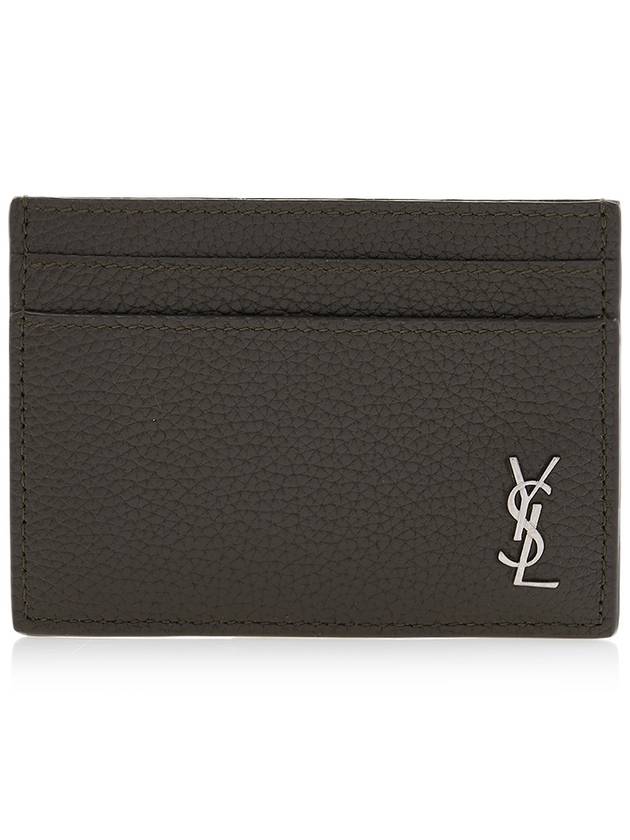 Casandre Small Grain Leather Card Wallet Dark Khaki - SAINT LAURENT - BALAAN 2