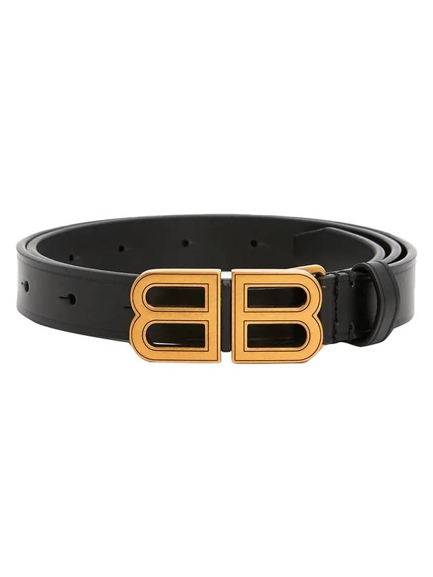 Hourglass Thin Leather Belt Black - BALENCIAGA - BALAAN 1