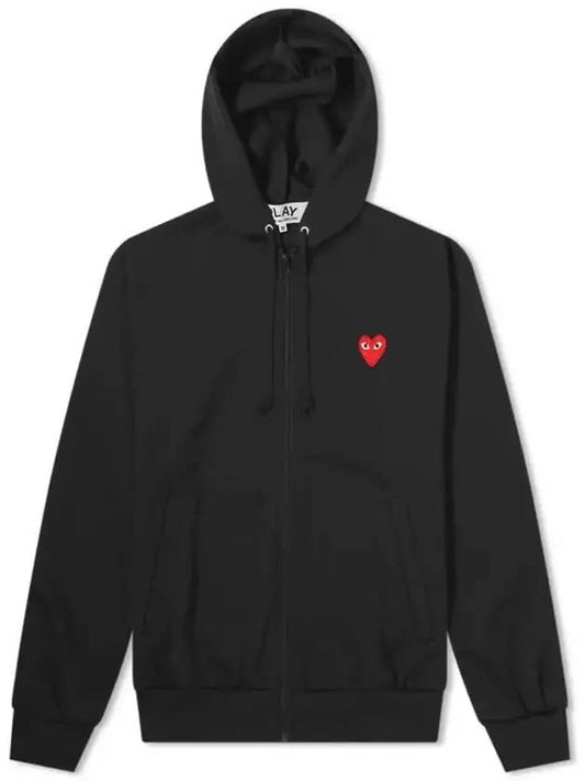 Men's Red Heart Waffen Patch Zip Up Hoodie P1 T172 1 Black - COMME DES GARCONS - BALAAN 1