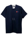 Play Men's Double Heart Wappen Short Sleeve T-Shirt Navy P1 T226 2 - COMME DES GARCONS - BALAAN 2