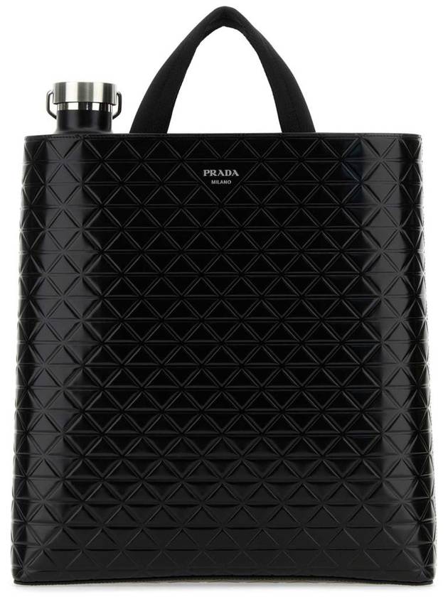 Logo Leather Tote Bag Black - PRADA - BALAAN 2