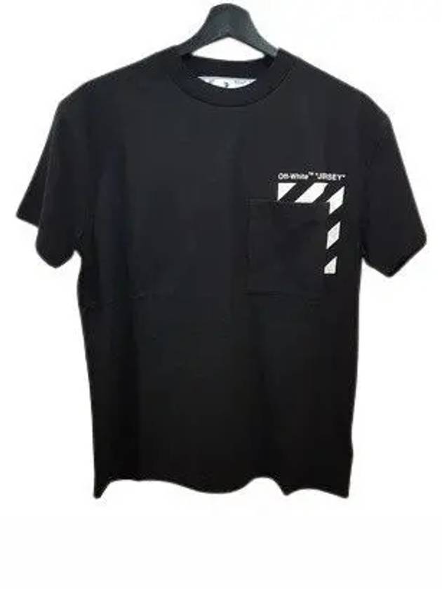 Diagonal Printing Pocket Short Sleeved T Shirt Black - OFF WHITE - BALAAN 2