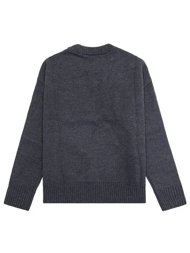 Big Heart Logo Wool Knit Top Grey - AMI - BALAAN 6