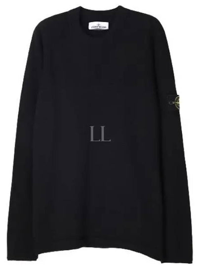 Crew Neck Wool Knit Top Black - STONE ISLAND - BALAAN 2