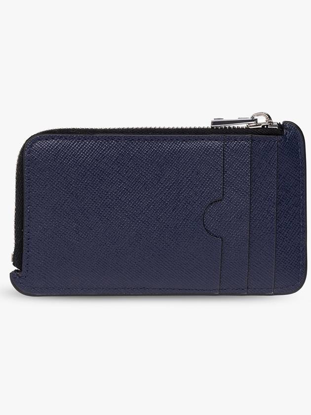 Engraved Logo Zippered Leather Card Wallet Black - MARNI - BALAAN 3