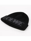 Embroidered Logo Wool Beanie Black - LOEWE - BALAAN 4