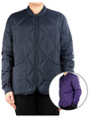 Quilted Reversible Bomber Jacket Blue Black - KENZO - BALAAN.