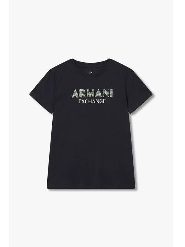 Women Twinkle Cubic Logo T Shirt Black - ARMANI EXCHANGE - BALAAN 1