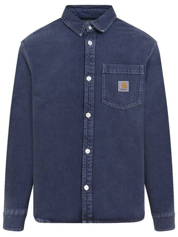 George Chest Logo Patch Denim Long Sleeve Shirt Blue - CARHARTT WIP - BALAAN 1