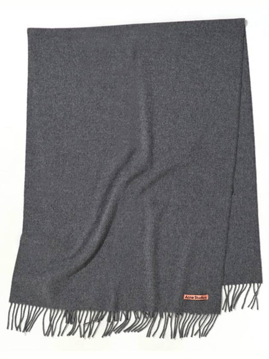 Logo Wool Fringe Scarf Grey - ACNE STUDIOS - BALAAN 2