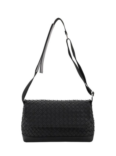 Classic Intrecciato Leather Medium Cross Bag Black - BOTTEGA VENETA - BALAAN 1