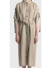 Shirt Linen Belted Midi Dress Beige - LOEWE - BALAAN 2