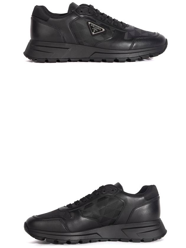 Leather Re-Nylon High Top Sneakers Black - PRADA - BALAAN 6