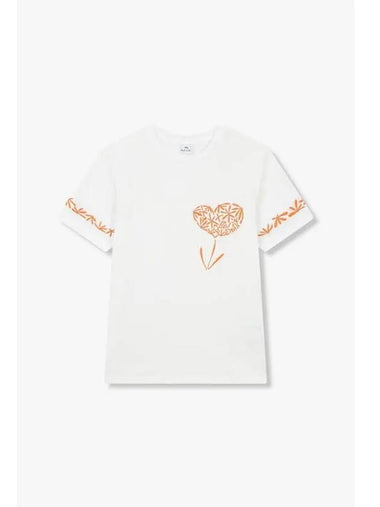 PS Women s Embroidered Heart Flower T Shirt White - PAUL SMITH - BALAAN 1