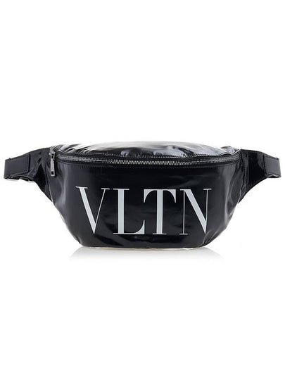 VLTN Logo Print Leather Belt Bag Black - VALENTINO - BALAAN 2