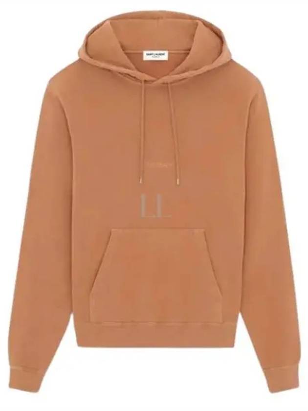 Embroidered Logo Cotton Hoodie Light Orange - SAINT LAURENT - BALAAN 2