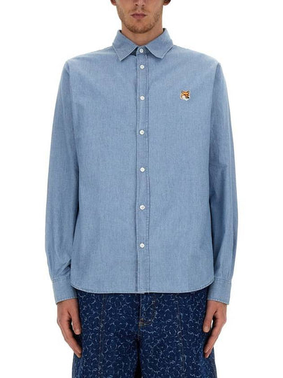 Fox Head Classic Cotton Long Sleeve Shirt Blue - MAISON KITSUNE - BALAAN 2