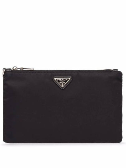 Saffiano Leather Strap Nylon Clutch Bag Black - PRADA - BALAAN 2